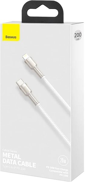 Datový kabel Basesu Cafule Series nabíjecí / datový kabel USB-C na Lightning PD 20W 2m, bílá Obal/krabička
