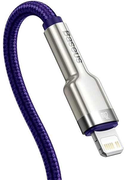 Dátový kábel Basesu Cafule Series nabíjací/dátový kábel USB-C na Lightning PD 20 W 2 m, fialový Bočný pohľad