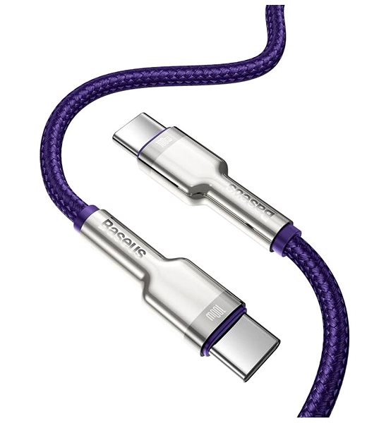 Datenkabel Baseus Cafule Series USB-C Stecker auf USB-C Stecker Lade-/Datenkabel mit Metall-Endkappen 100 Watt 1 m Seitlicher Anblick
