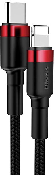 Datenkabel Basesu Cafule USB-C zu Lightning PD Lade-/Datenkabel 18 Watt 1 m - rot-schwarz Seitlicher Anblick
