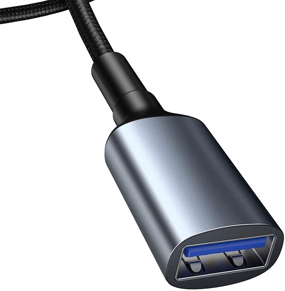 Adatkábel Baseus Cafule USB3.0 (male) - USB3.0 (female) Töltő-/adatkábel 2 A 1 m, szürke Oldalnézet