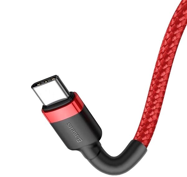 Datový kabel Baseus Cafule Series nabíjecí / datový kabel USB-C na USB-C PD2.0 60W Flash 1m, červená Boční pohled