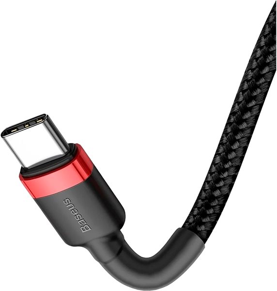 Datenkabel Baseus Cafule Series USB-C zu USB-C PD2.0 Flash Lade-/Datenkabel 60 Watt 1 m - rot-schwarz Seitlicher Anblick