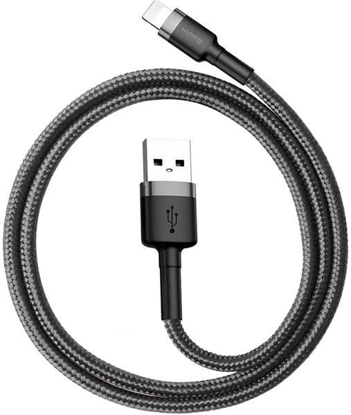 Dátový kábel Baseus Cafule nabíjací/dátový kábel USB na Lightning 2,4 A 0,5 m, sivý-čierny ...