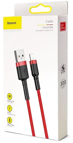 Datenkabel Baseus Cafule Series USB zu Lightning Lade-/Datenkabel 2,4 A 3 m - rot-rot ...