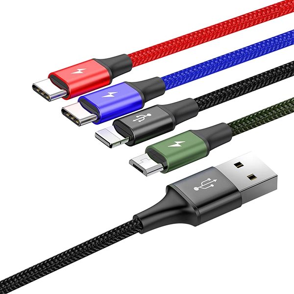 Datenkabel Baseus 4in1 Lightning + 2 x USB-C + Micro USB Schnelllade-/Datenkabel 3,5 A 1,2 m - schwarz ...