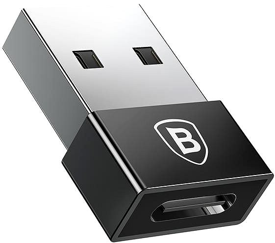 Adapter Baseus Exquisite Adapter USB-Stecker auf USB-C-Buchse 2,4A, schwarz Seitlicher Anblick