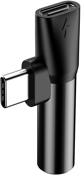 Adapter Baseus Audio-Hub L41 mit USB-C Stecker / USB-C Buchse / 3,5mm Klinkenbuchse, schwarz Seitlicher Anblick