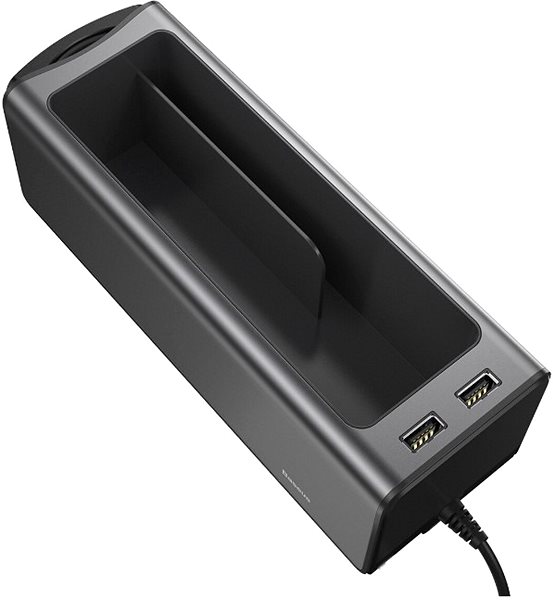 Telefontartó Baseus Deluxe fém autós tartó és szervező (2* USB 2.0), Fekete ...