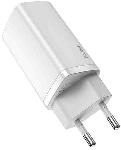 AC Adapter Baseus GaN2 Lite Quick Charger USB + USB-C 65W White Screen