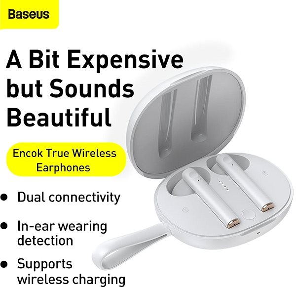 Vezeték nélküli fül-/fejhallgató Baseus Encok W05 White Jellemzők/technológia