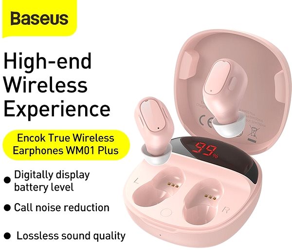 Kabellose Kopfhörer Baseus Encok WM01 Plus Pink Mermale/Technologie