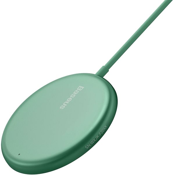 Kabelloses Ladegerät aseus Mini Magnetic Wireless Charger USB-C kable 1,5m 15W Green Seitlicher Anblick
