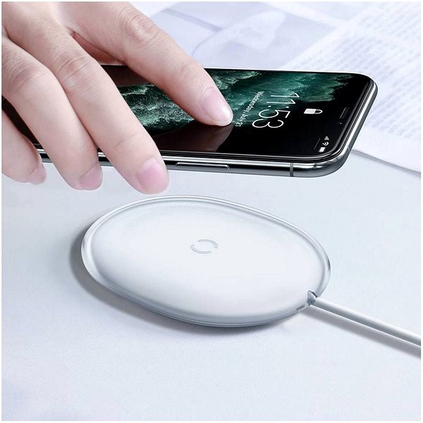 Kabelloses Ladegerät Baseus Jelly Wireless Charger 15W Weiß Lifestyle