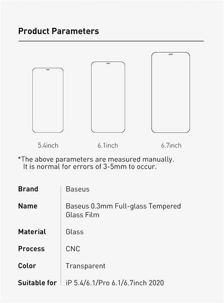 Schutzglas Baseus Full-glass Anti-bluelight Tempered Glass für iPhone 12 / 12 Pro 6.1
