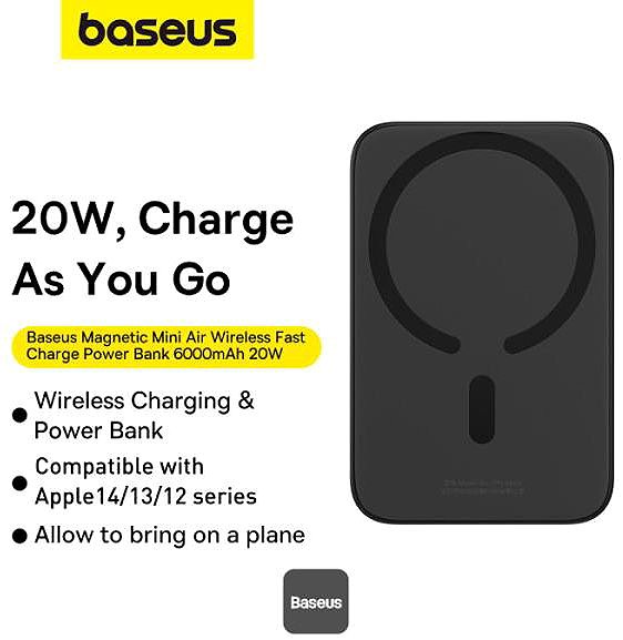 Power Bank Baseus Magnetic Mini Air 6000mAh, 20W black ...