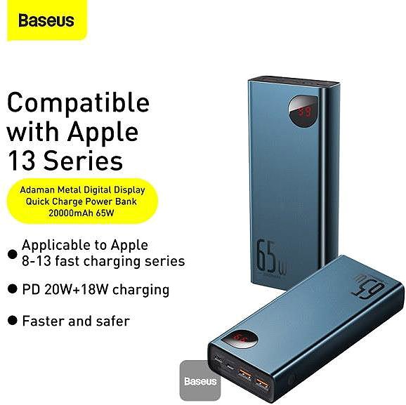 Powerbank Baseus Adaman Metall 20000 mAh, 65 W blau ...