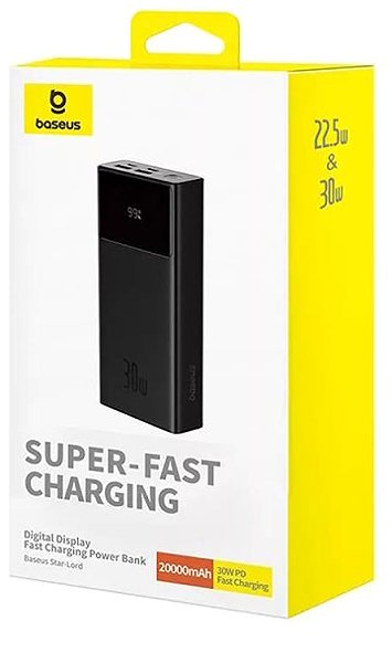 Powerbank Baseus Star-Lord Digital Display Fast Charging Power Bank 20000mAh 30W Cluster Black(With Simple Ser ...