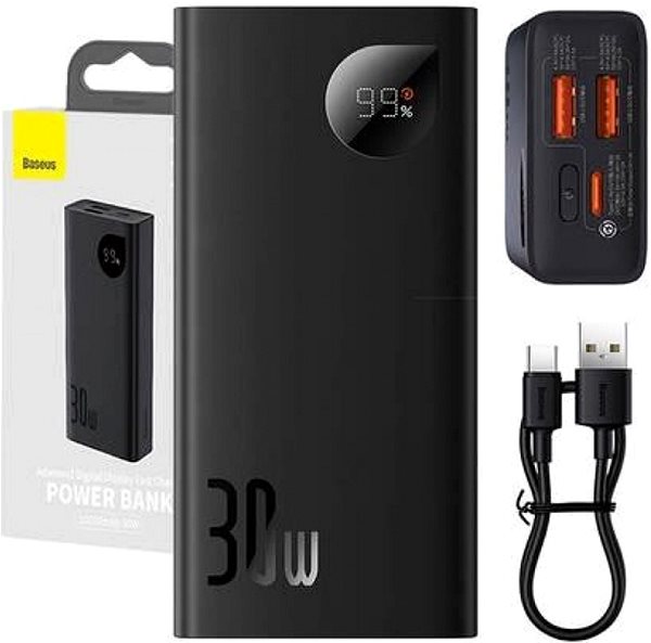 Powerbanka Baseus Adaman2 Digital Display Fast Charge Power Bank 10000mAh 30W Black(With Simple Series Charging ...