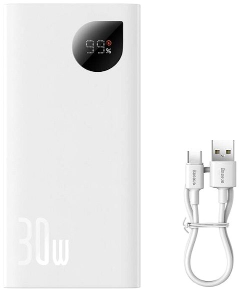 Powerbanka Baseus Adaman2 Digital Display Fast Charge Power Bank 10000mAh 30W White(With Simple Series Charging ...