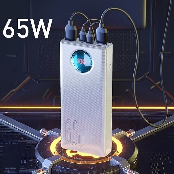 Powerbank Baseus Amblight 65 W Quick Charge Power Bank 30000mAh Weiss + Typ C (USB-C) 100W Kabel 1m Mermale/Technologie