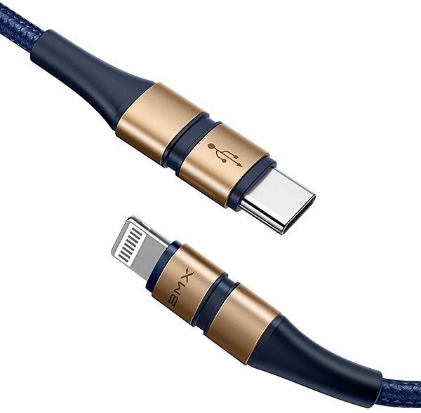 Datenkabel Baseus BMX Double-deck MFi Cable Type-C to Lightning PD 18W 1,2 m Gold + Blue Anschlussmöglichkeiten (Ports)