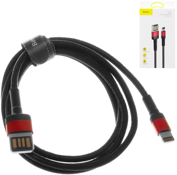 Data Cable Baseus Cafule Lightning Cable Special Edition 2.4A, 1M, Red + Black Screen