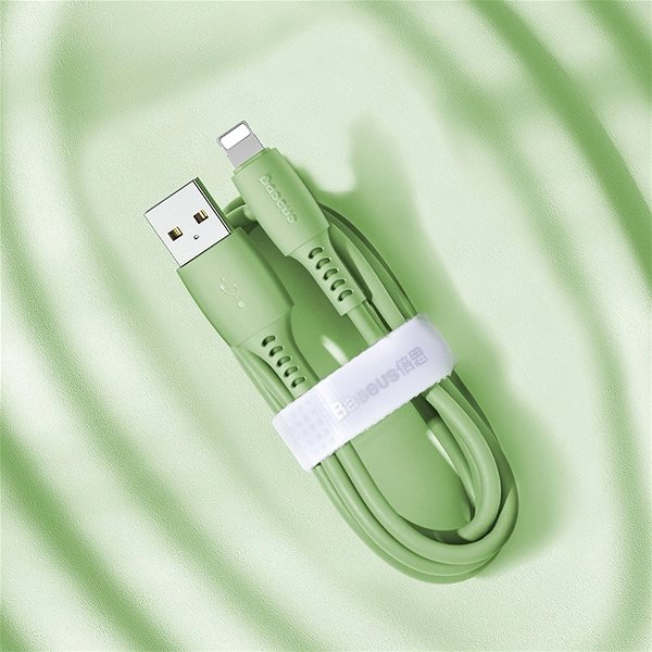 Data Cable Baseus Colorful Lightning Cable, 2.4A, 1.2m, Green Lateral view