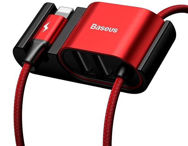 Data Cable Baseus Special Lightning Data Cable + 2× USB for Backseat of Car, Red Connectivity (ports)