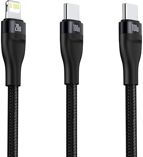 Adatkábel Baseus Flash 2in1 USB-C - USB-C + ligthning (80W + 20W) 1,5m fekete Csatlakozási lehetőségek (portok)