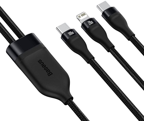 Data Cable Baseus Flash 2-in-1 USB-C - USB-C + Ligthning (80W + 20W) 1,5m Black Connectivity (ports)