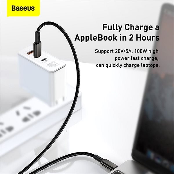 Data Cable Baseus Tungsten Gold Fast Charging Data Cable Type-C (USB-C) 100W 1m Black Connectivity (ports)