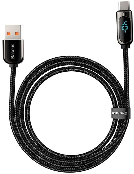 Dátový kábel Baseus Display Fast Charging Data Cable USB to Type-C 5A 1 m Black Screen