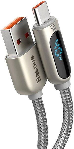 Datenkabel Baseus Display Fast Charging Data Cable USB to Type-C 5 A 1 m Silver - Ladekabel Anschlussmöglichkeiten (Ports)