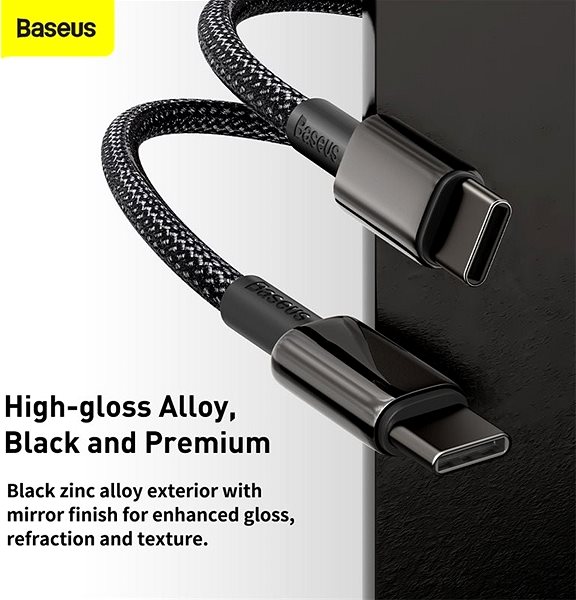 Data Cable Baseus Tungsten Gold Fast Charging Data Cable Type-C (USB-C) 100W 2m Black Connectivity (ports)