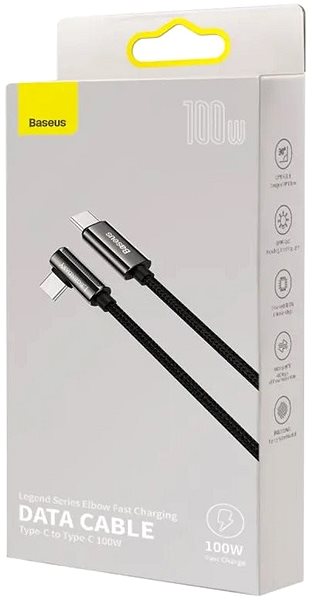 Data Cable Baseus Elbow Fast Charging Data Cable Type-C to Type-C 100W 1m Black Packaging/box