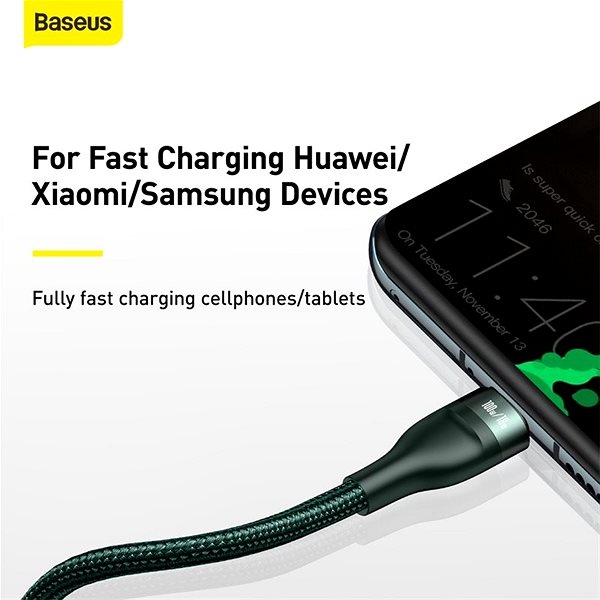 Data Cable Baseus Flash Series Fast Charging Data Cable Type-C to Dual USB-C 100W 1.5m Green Connectivity (ports)