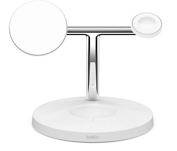 Belkin Boost Charge Pro Qi2 3-in-1 wireless charger for iPhone/Apple Watch/AirPods, white.