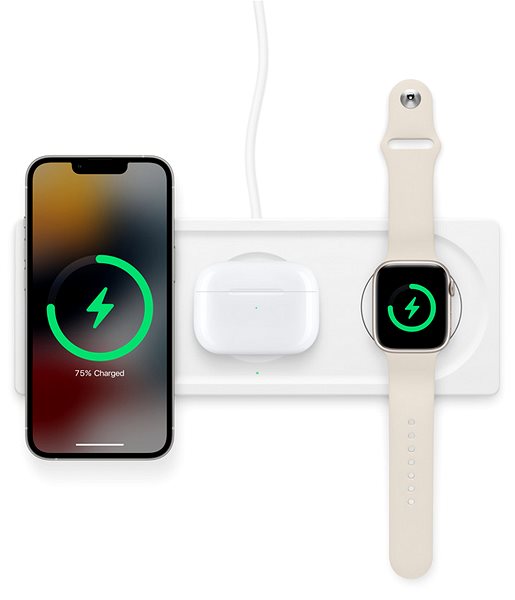 MagSafe Wireless Charger Belkin BOOST CHARGE PRO MagSafe 3in1 Wireless Charging for iPhone/Apple Watch/AirPods, White ...