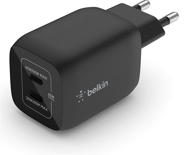 Nabíjačka do siete Belkin Boost Charge 65W PD PPS Dual USB-C GaN Charger Universal, Black ...