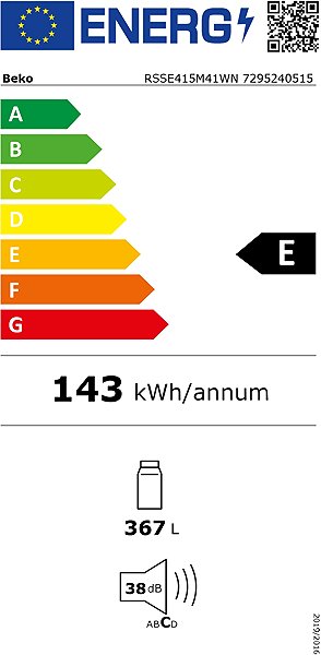 Refrigerator BEKO RSSE415M41WN Energy label