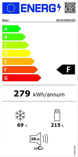 Built-in Fridge BEKO BCNA306E3SN Energy label