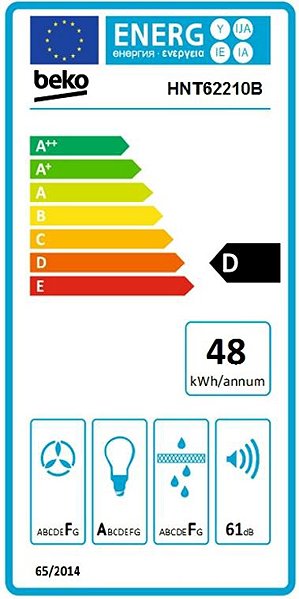 Extractor Hood BEKO HNT62210B Energy label