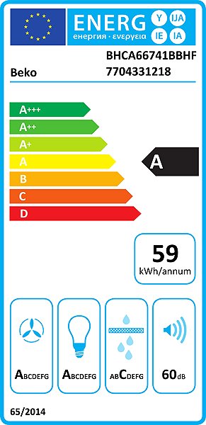 Extractor Hood BEKO BHCA66741BBHF Energy label