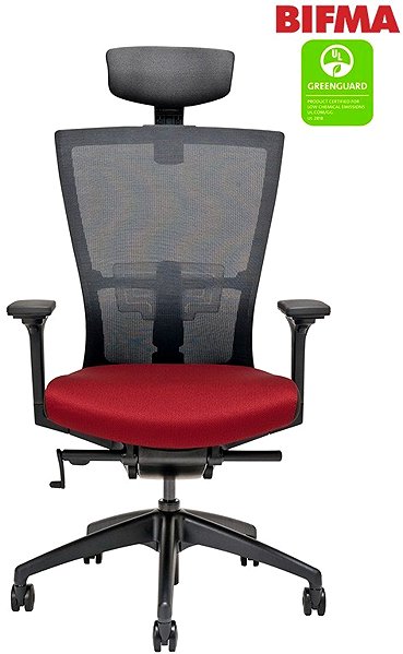 Office Chair Bestuhl MERENS burgundy with headrest ...