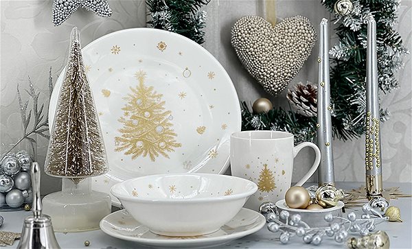 Talíř by inspire Dezertní talíř Zlatá koleda průměr 20 cm, bílý ...