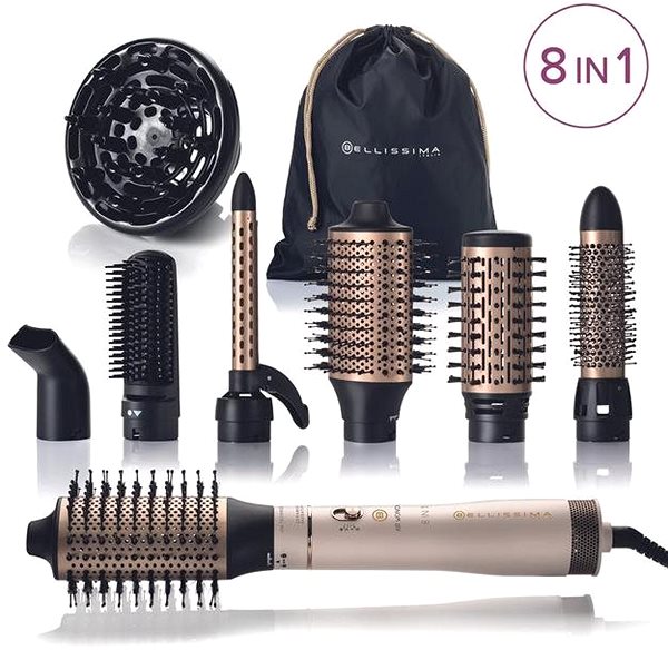 Hot Brush Bellissima 11847 AIR WONDER Curling Iron 8-in-1 Package content