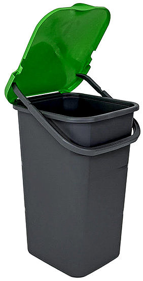 Rubbish Bin Belli E Forti Sorted waste bin PREMI, grey, plastic, green lid, 24 l ...