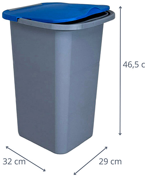 Rubbish Bin Belli E Forti Sorted waste bin PREMI, grey, plastic, blue lid, 24 l ...