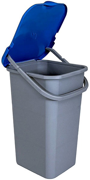 Rubbish Bin Belli E Forti Sorted waste bin PREMI, grey, plastic, blue lid, 24 l ...